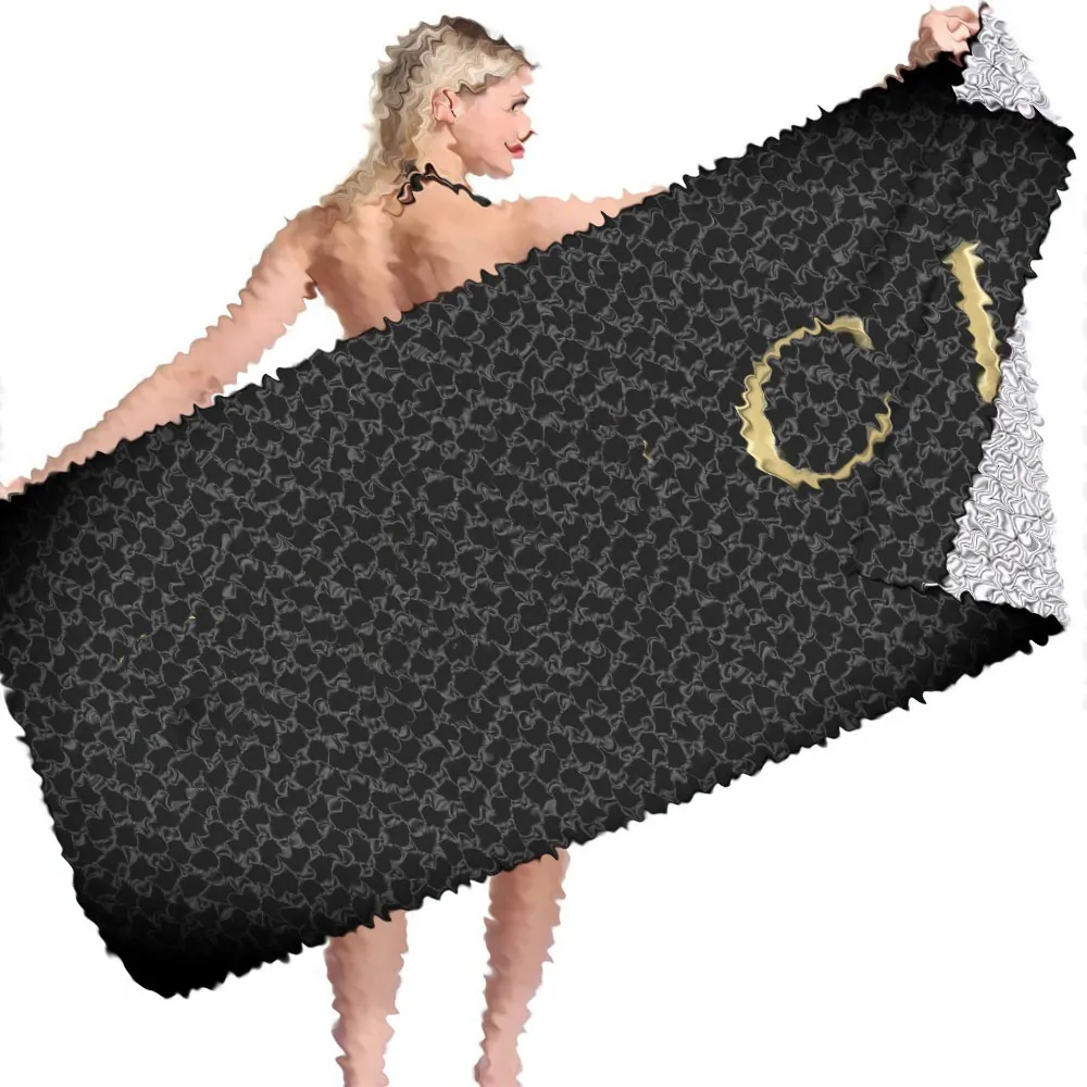 Lettres classiques serviette de plage d'été Comfort Sports serviette vintage imprimé design serviette de bain serviette adulte n