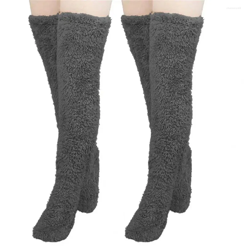 Vrouwen sokken vloer warm over de knie winter dikke dubbelzijds fluwelen elastische antislip been voor unisex