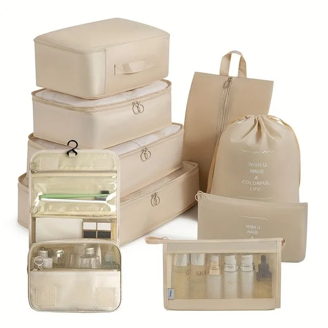 Joyoldelf - Cubi da imballaggio per valigie, 9 pezzi, borse essenziali da viaggio, cubi da viaggio, organizer per bagagli, impermeabili, cubi da viaggio per vestiti, scarpe, cosmetici, articoli da