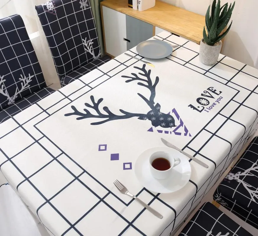 Table de couverture à manger rectangulaire à table avec couvercles de chaise universel pour la nappe en coton en lin de cuisine