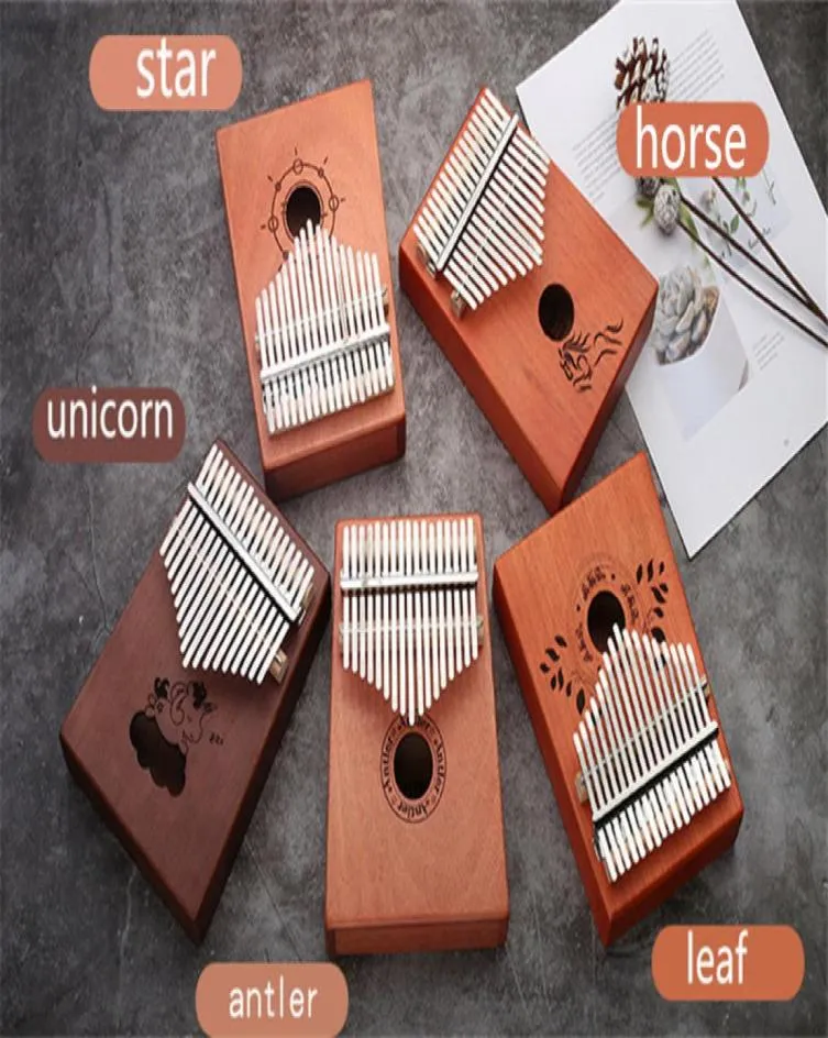 C003 High quality 17 Keys Kalimba Wood Mahogany Body Thumb Piano Musical Instrument accessories colors can be choosed1275378