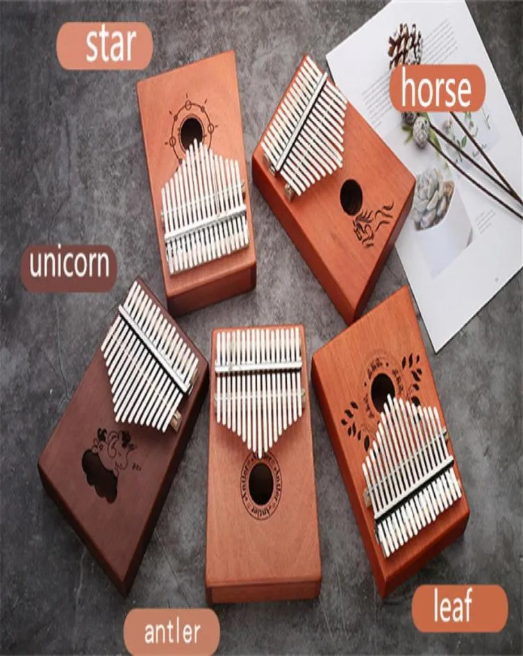 C003 Hoge kwaliteit 17 toetsen Kalimba Wood Mahonie Body Thumb Piano Musical Instrument Accessoires Keuren kunnen worden gekozen 1275378