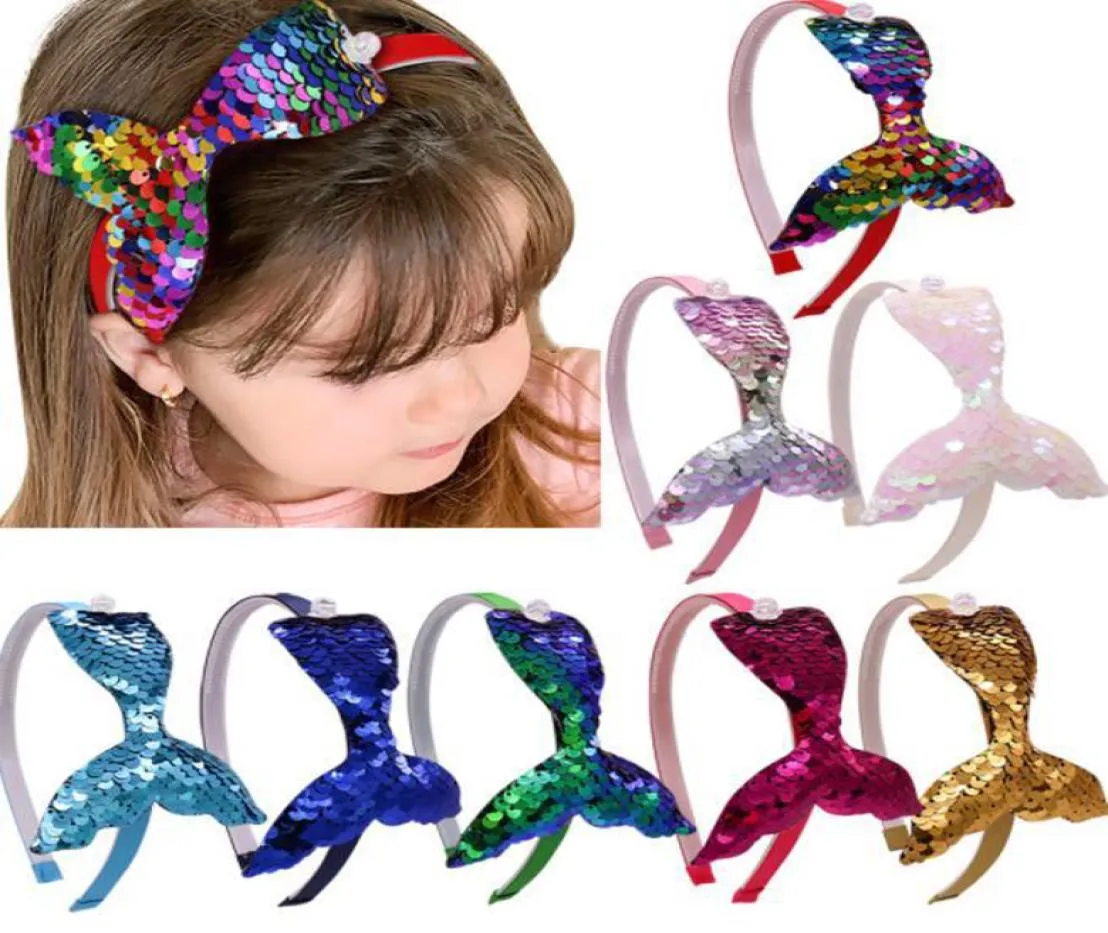 Baby Girls Headband Nes Fashion Mermaid Tail Hairband Bow Headwrap Sequins Hair Band Hoop For Kids Girl Beautiful Head Accessory4422951