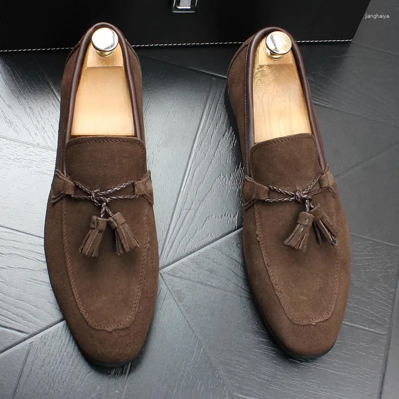 Chaussures décontractées Brand Designer Mens en cuir d'origine Slip respirant sur les pantoufts de chaussures de chaussures de tassels Tendance Summer Footwear