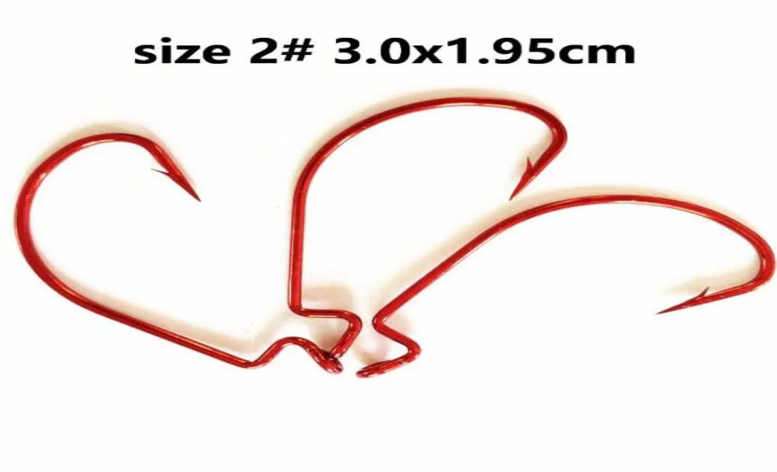 500st Size 2 Red Offset Hook 3 01 95cm Worm Sharp Hook Fishing Hook PESCA318I1095373