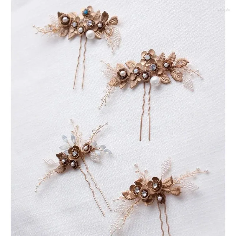 Clip per capelli Bronzo Floral Leal Bridal Piccola Pin Pin Pin Women Hand Federy Accessori per matrimoni fatti a mano gioielli