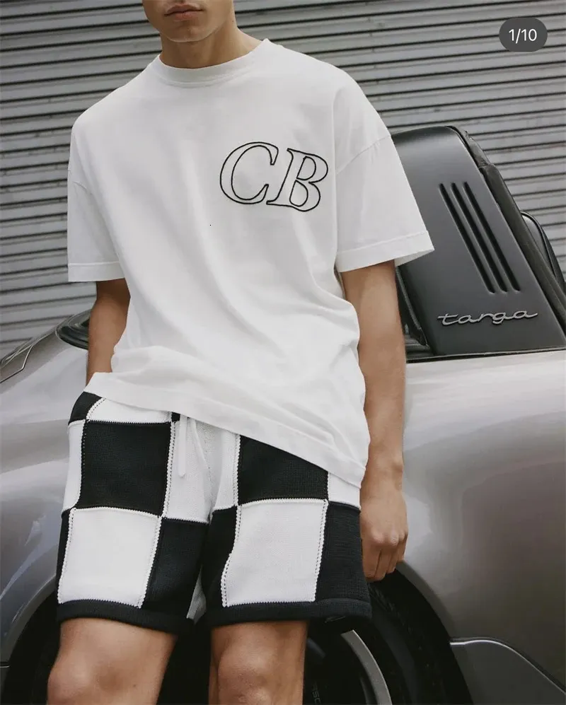 Вышивка CB Cole Buxton Футболка для мужской высококачественной негабаритной рубашки с короткими рукавами с этикеткой 240407