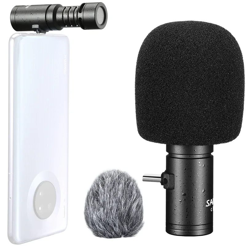 Mikrofony Sairen Mini Micophone Smart Mic z Lightning Type C interfejs dla iPhone'a Android Smartphone Recoring Vlog Mic Mic