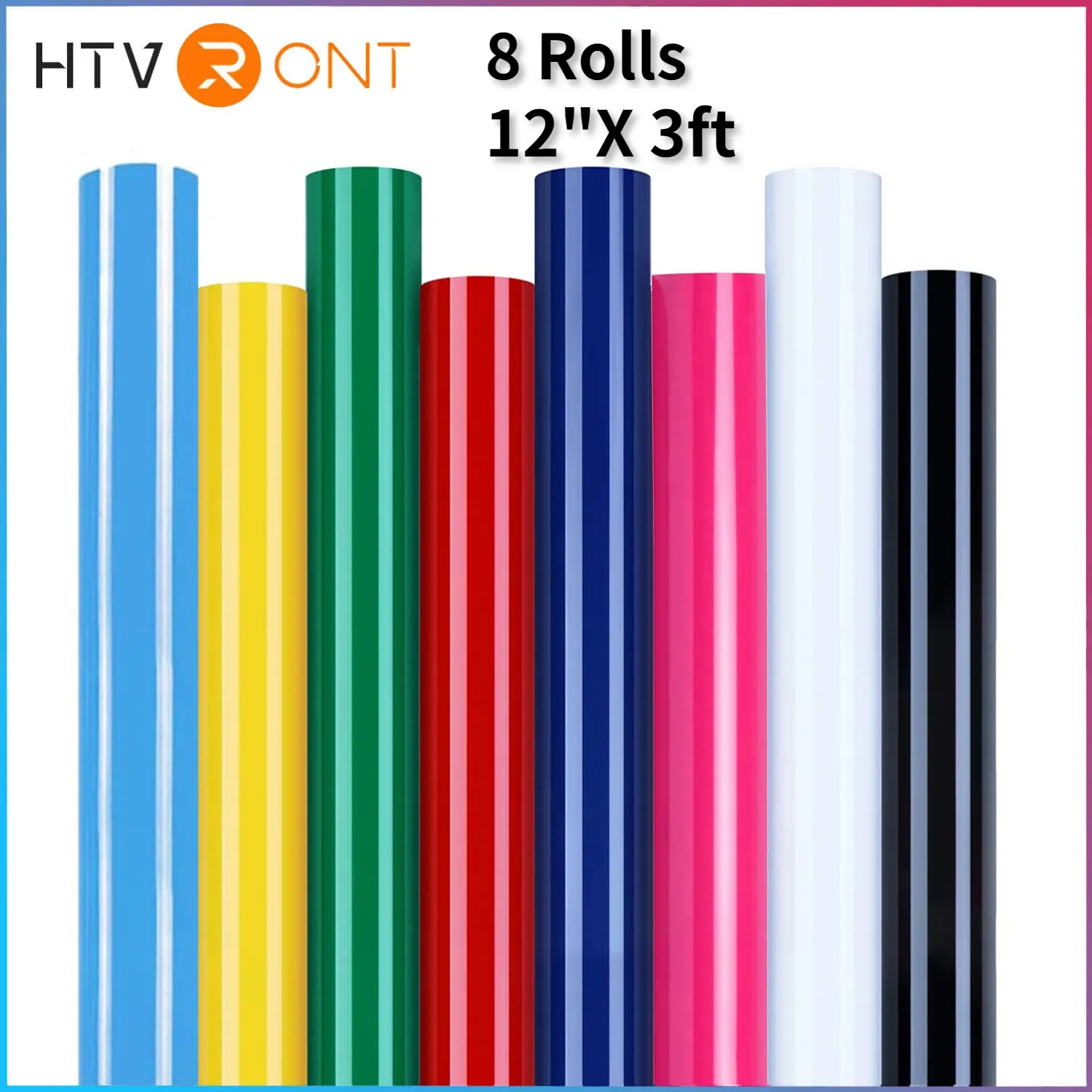 Films htvront 8 pack 12inx3ft / 30x90cm PVC Transfert de chaleur en vinyle Roll pour le tshirt cricut Impression de bricolage sur le film HTV facile à couper