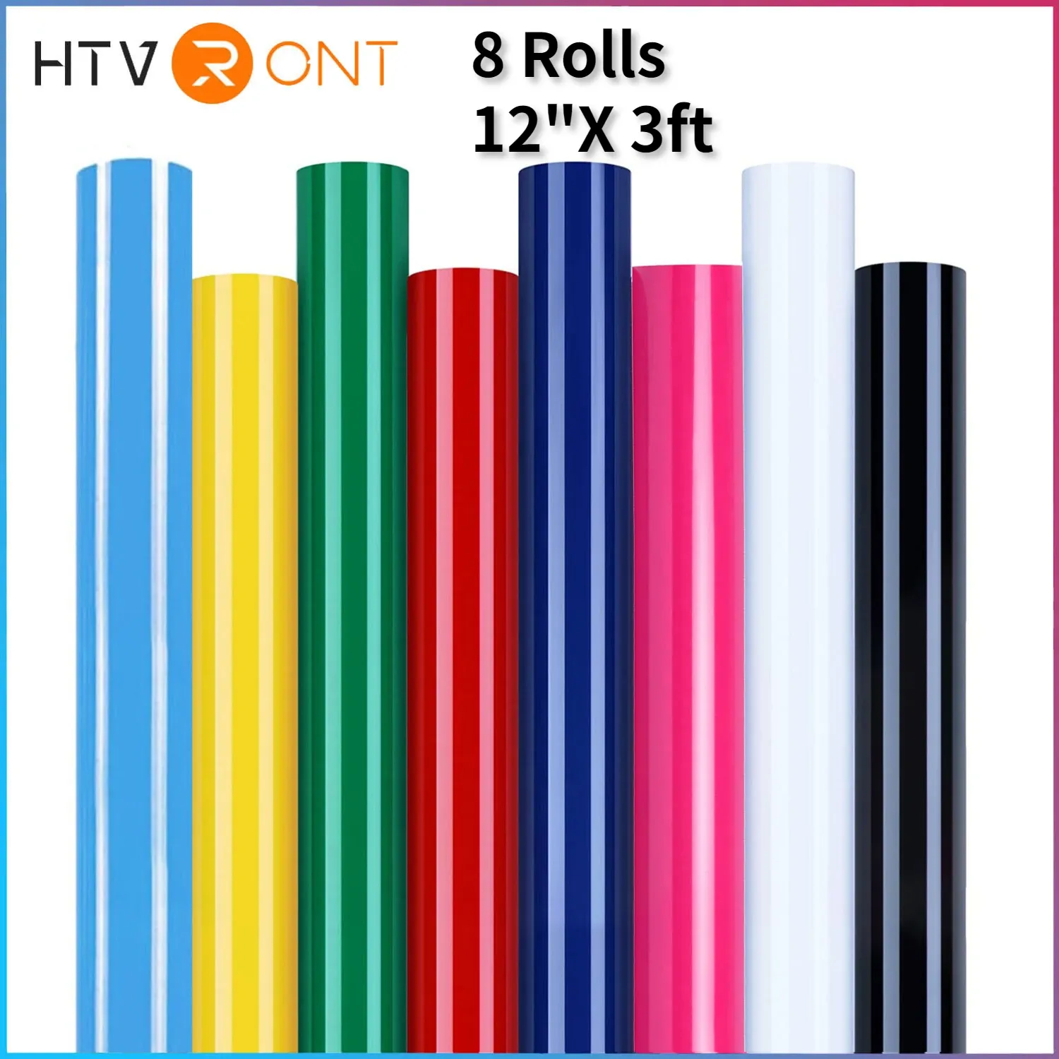 Filme htvront 8 Pack 12inx3ft/30 x 90 cm PVC Wärmeübertragung Vinylrolle für CRICUT TSHIRT DRINGS DIY Iron auf HTV -Film Einfach zu schneiden