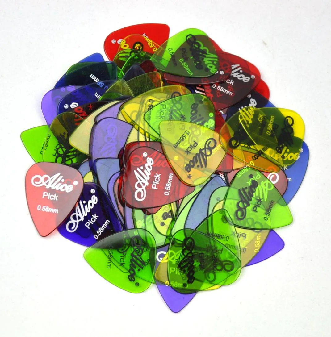 Alice 100st 058mm Transparent Glossy Guitar Picks Plectrums PC för Acoustic Guitar4010157