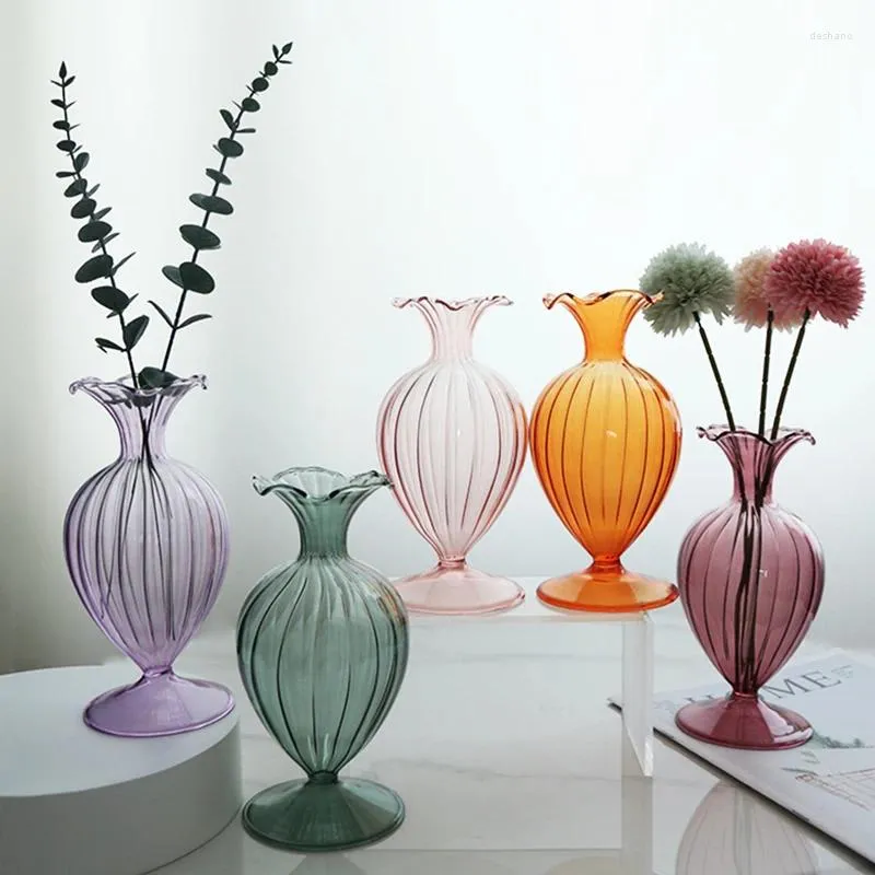 Vases Vintage Simple Big Belly Glass Vase Colorful Clear Hydroponic Home Ornament Wedding Decor