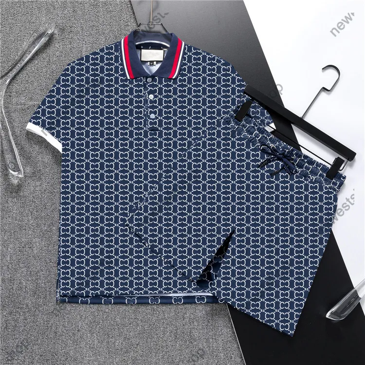 24SS Summer Mens Tracksuits Designer Tracksuit Polo Sett Letter Imprimer Shorts Breeches Suits T-shirt Men Luxury Jacquard Color Pantal