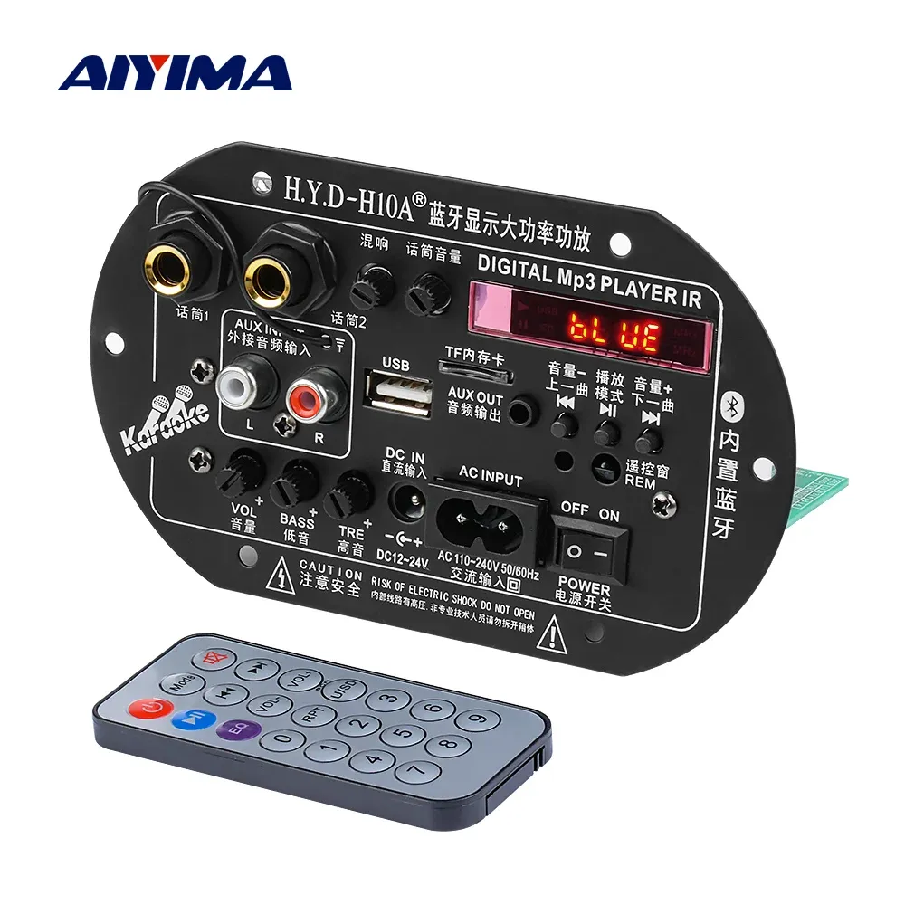 Förstärkare AIYIMA 220V 12V 24V Digital Stereo Bluetooth 5.0 Förstärkare Dual Microphone Silencer Car Home Amplificador AMP TF USB DECODER
