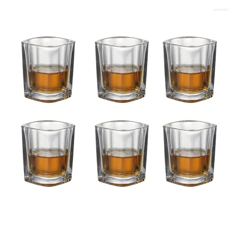 Verres à vin Ensemble de 6 oz de base carrée de base lourde en verre d'alcool fabriqué pour les boissons spirituelles de vodka avec mariage de bar 60 ml