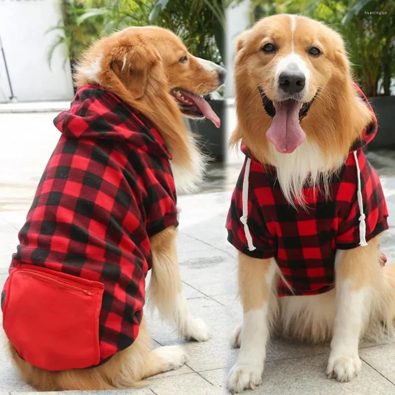 Odzież dla psów w kratę bluza z kapturem ciepła polarowe ubrania zwierzak
