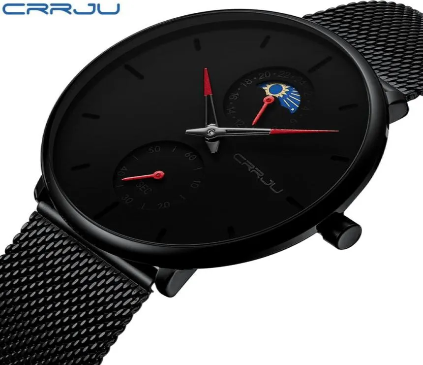 cwp erkek kol saati CRRJU Fashion Mens Business Casual Watches 24 hrs Unique Design Quartz Watch Mesh Waterproof Sport WristWatch9087469