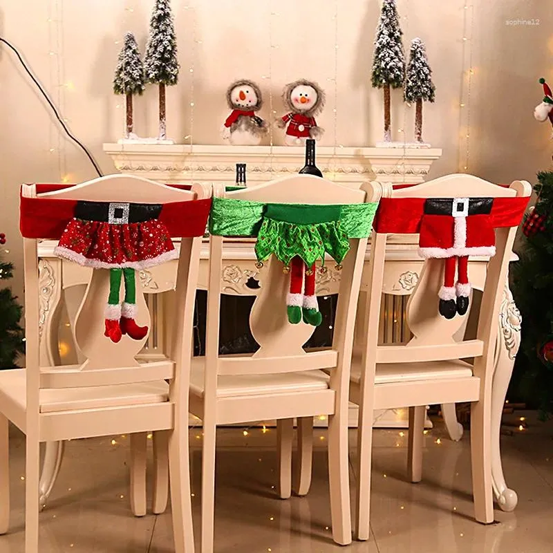 Coperture per sedie natalizie Babbo Natale Elfo Decorazioni creative Anno di Natale riutilizzabili Casa El Forniture El