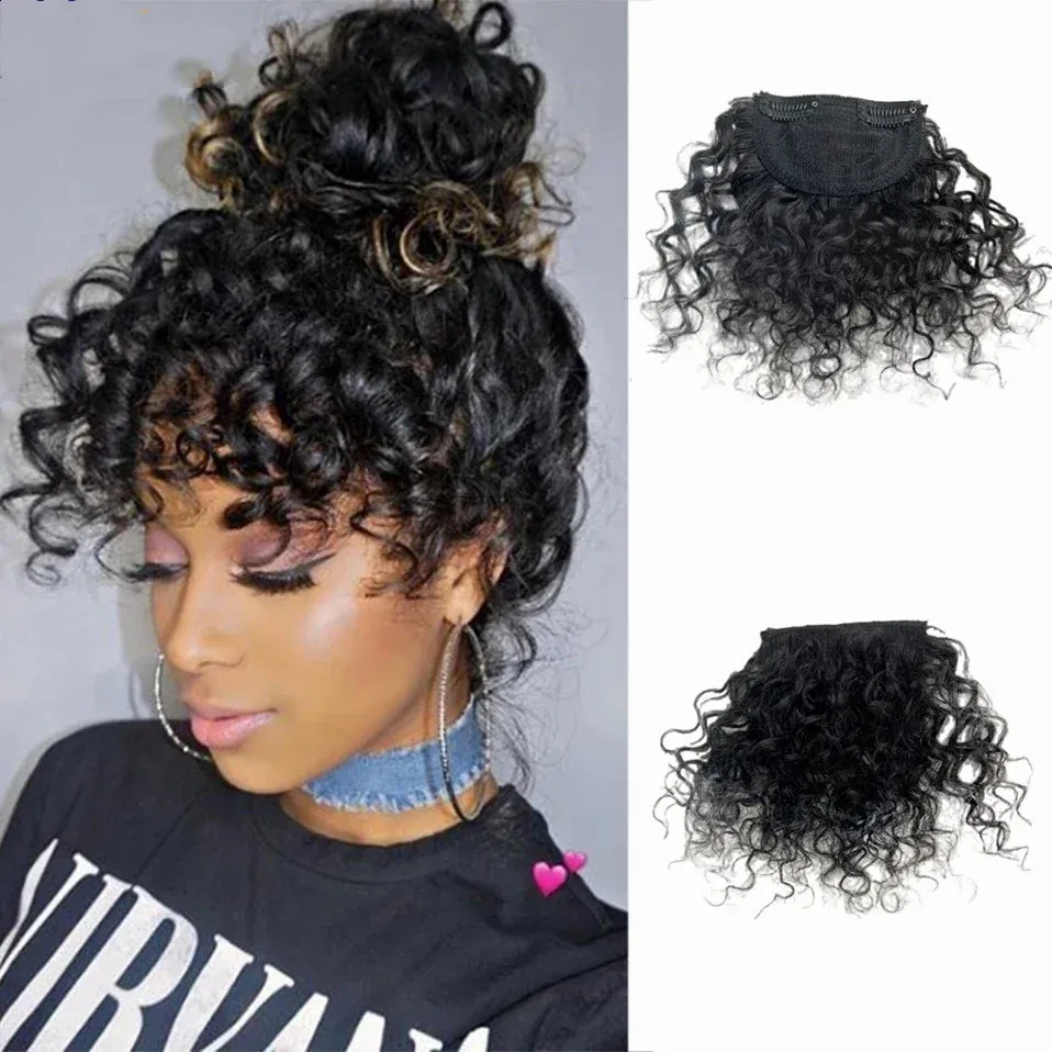 Kurzer Afro Kinky Curly Pons Curly Human Hair Pony für schwarze Frauen Clip in den Haarflügeln Brasilianisches menschliches Haar Nicht-Remei 240403