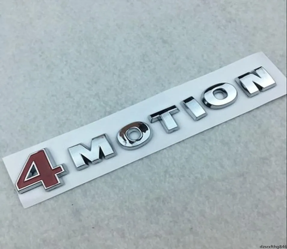 4 Motion 4Motion Red Chrome Car Emblème arrière Emblem pour Passat Touareg Golf Polo Tiguan Jetta Car Batte de coffre Sticke5867879