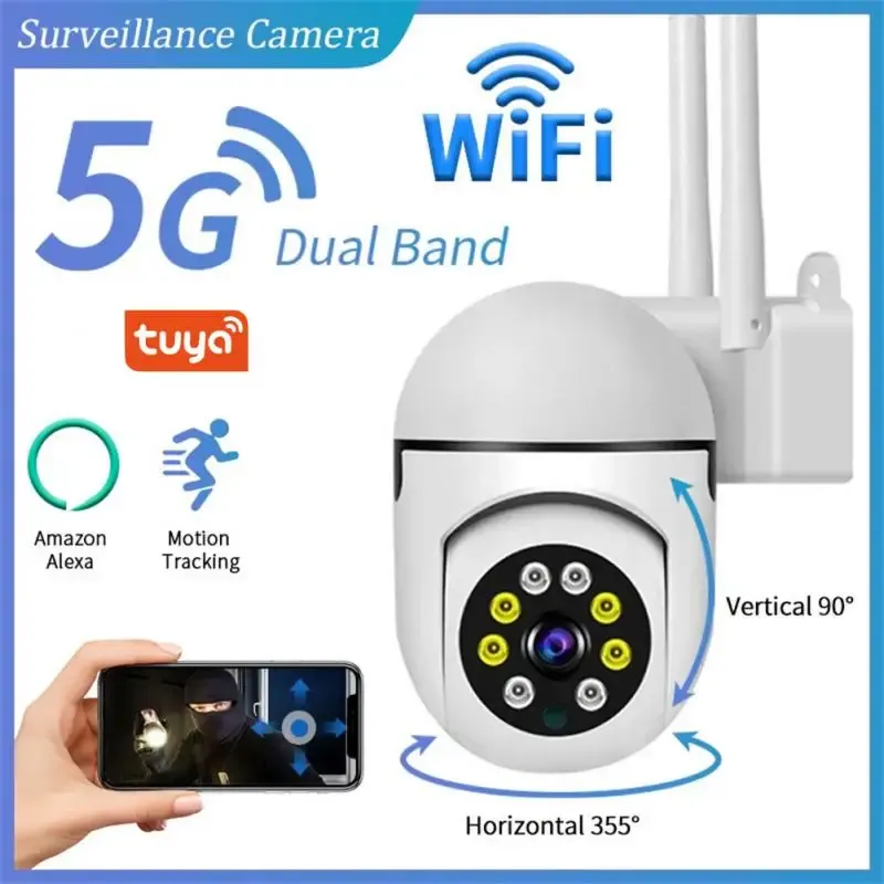 카메라 1080p Tuya/YCC365 플러스 앱 무선 IP 카메라 2MP Outdoor Street WiFi 모션 감지 카메라 AI 자동 추적 CCTV 감시