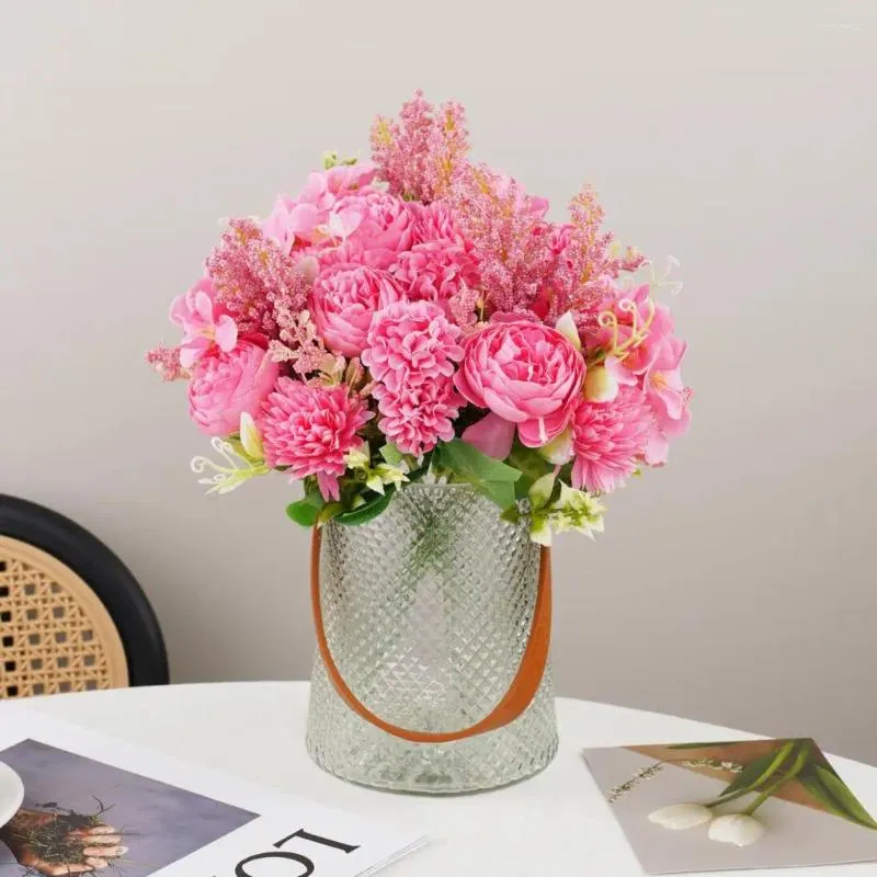 Decoratieve bloemen realistische zijde pioenroeven boeket home decor accessoires trouwfeest plakboeking nep planten diy