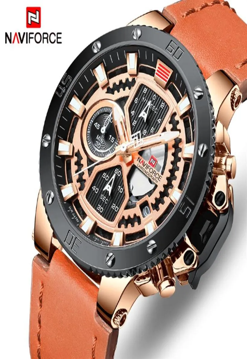 Naviforce Mens Watches Top Brand Luxury Quartz Gold Watch Men Leather Military Sportwatch Wristwatch Relogio Masculino250J7940003