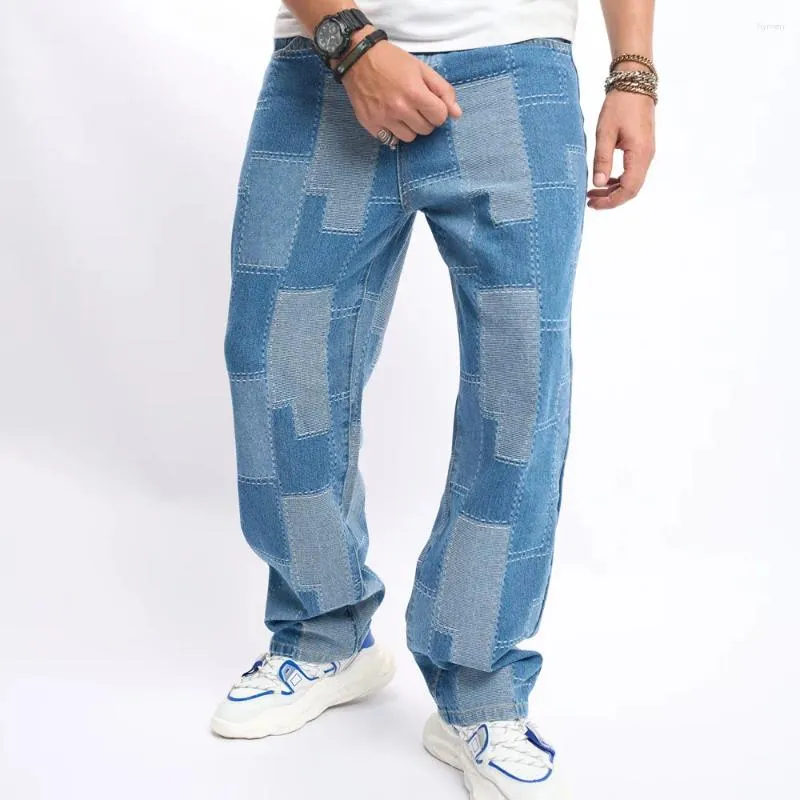 Jeans pour hommes hommes lâche un pantalon de denim droit de streetwear de haute qualité personnalisé de haute qualité