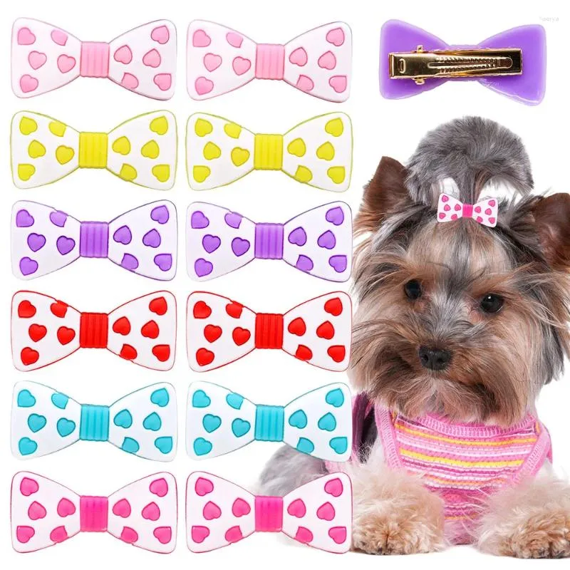 Dog Apparel 20PCS Love Pattern Solid Color Bow Hair Clip Pet Decoration Hairclip Wholesale Bulk Grooming Accessories