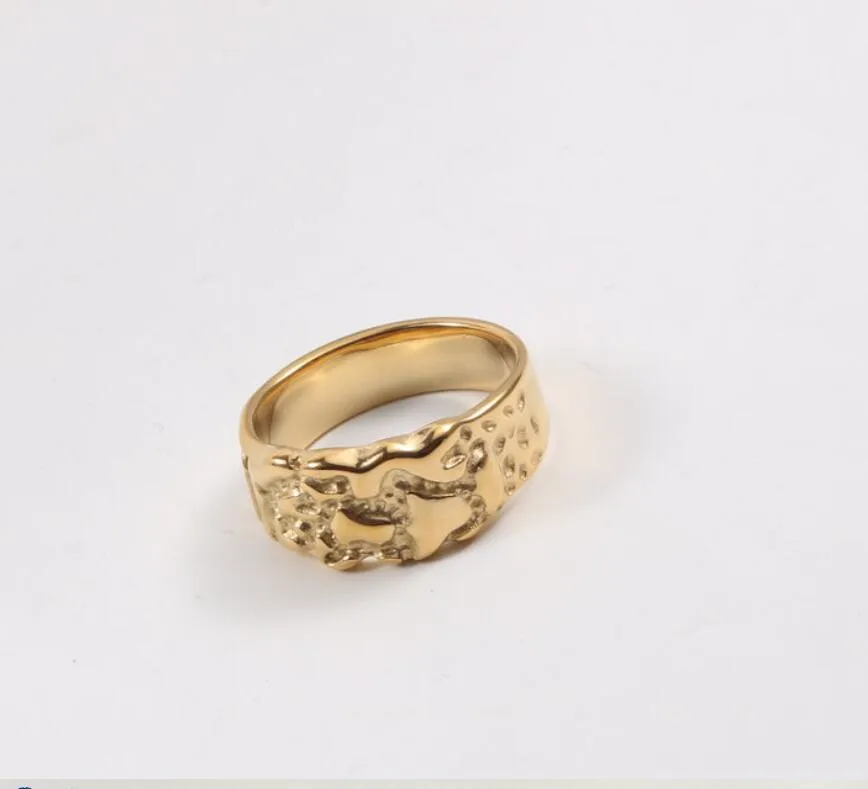 Pierścień Pierścienia Męskie damskie damskie stal nierdzewna teksturowa klaster netto 14K 18K 24K Solidne żółte złoto Diamentowe pary biżuterii
