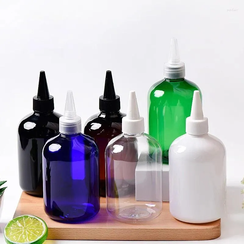 Butelki do przechowywania 20pcs 300 ml pusta biała czarna przezroczysta plastikowa butelka z spiczastą czapką szamponem szamponu płynne pojemniki kosmetyczne