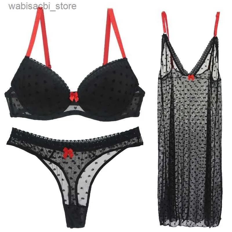 Sexy set Wenli sehen BH durch Bra Set Damen Sinn Unterwäsche transparentes Kleid BC Cup Push Up BH Sets Sexy Spitze weiblich Plus Größe Dessous L2447