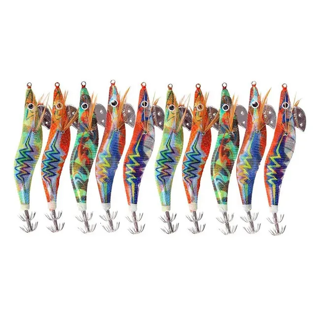 Lot De 10 Leurres De Pêche Lumineux En Forme De Pieuvre - Tailles 5/7/10/12 Cm, Couleurs Aléatoires, Design Lumineux Pour Faible Luminosité