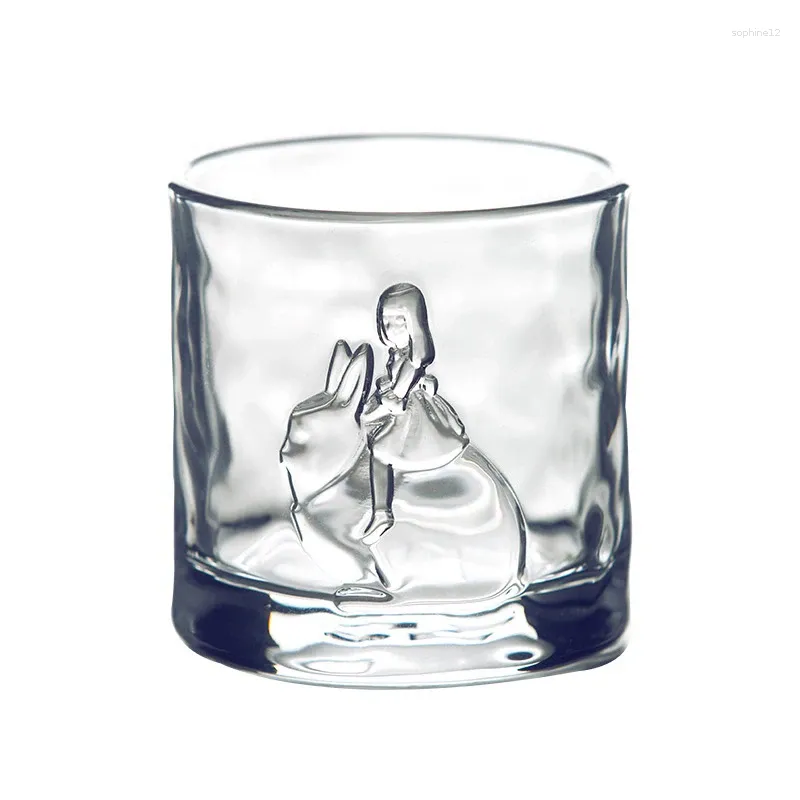 ワイングラスおとぎ話の物語琥珀色の透明レリーフグラスカップ赤いウイスキージュースウォーター飲料バーエルパーティーホームドリンクウェアギフト