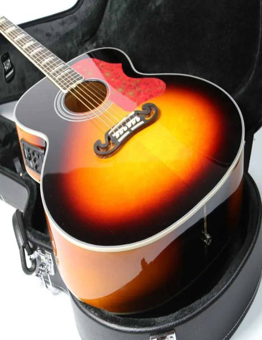 Atelier personnalisé 43 pouces Jumbo Cherry Sunburst 200 Guitare acoustique électrique Turtle à vin rouge Pickguard Grover Tiners Copie Fishman Pick8925800