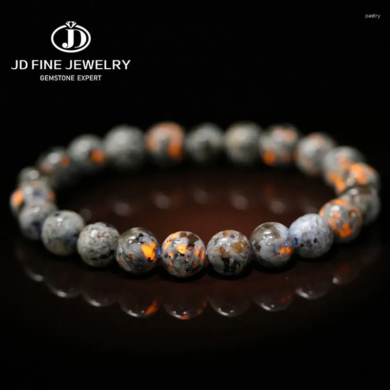 Charm Bracelets JD Natural Flame Stone Beaded Bracelet Men Women Powerful Chakra Yooperlite Fire Energy Meditation Fengshui Bangle Jewelry