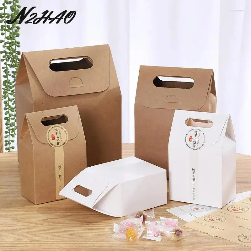 Present Wrap 1pc Kraft Paper Bag Biscuit Candy Food Cookie Bread Baking Påsar PackagingTakeaway Cake Boxes Packaging