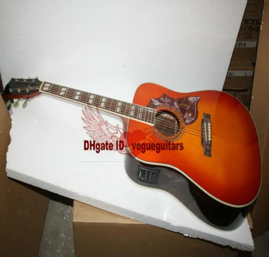 新しい到着レモンバーストアコースティックエレクトリックギター高品質安い6414377