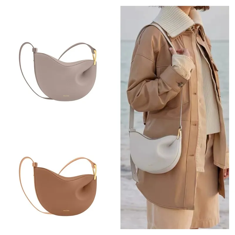 Sac de créateur de luxe Polen Sac Fashion Women Sacs d'épalsine Camel numéro dix Série Lady Cross Body Genuine cuir Half Moon Hobos Underarm Sacs