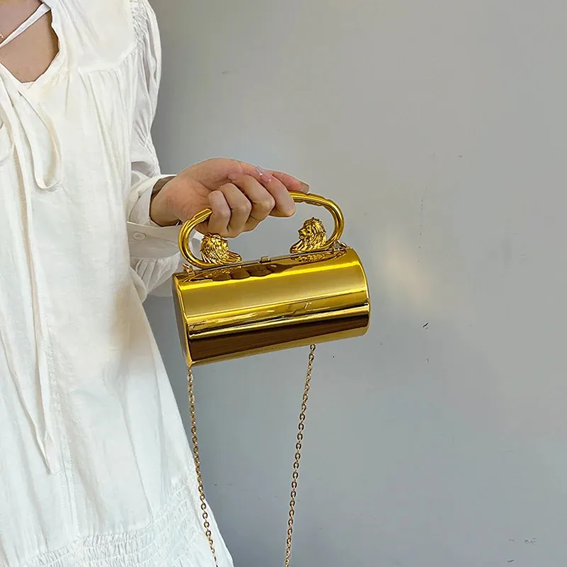 Bolso Mano Gold Cylinder Women's Handbag Bags For Women 2024 Party