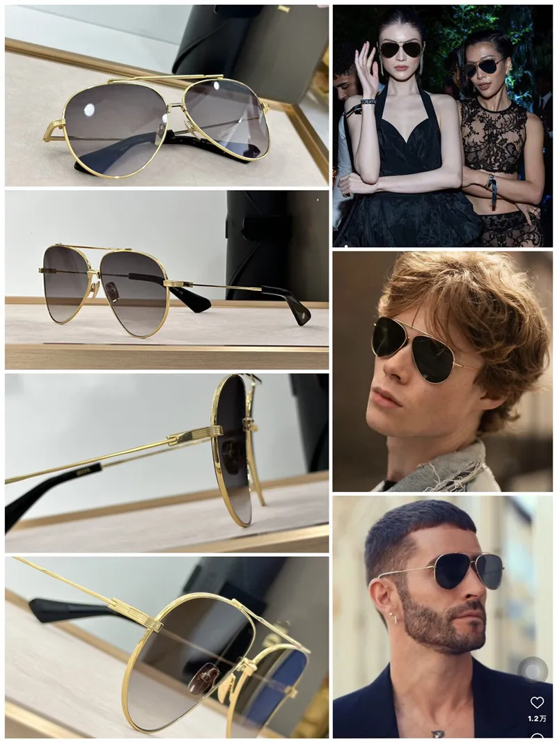 Designer de marca de alta qualidade masculino de óculos de sol Design de luxo feminino piloto de sol de sol elegante metal vintage ao ar livre dirigindo lentes de sol shades praia celebridade do óculos de sol