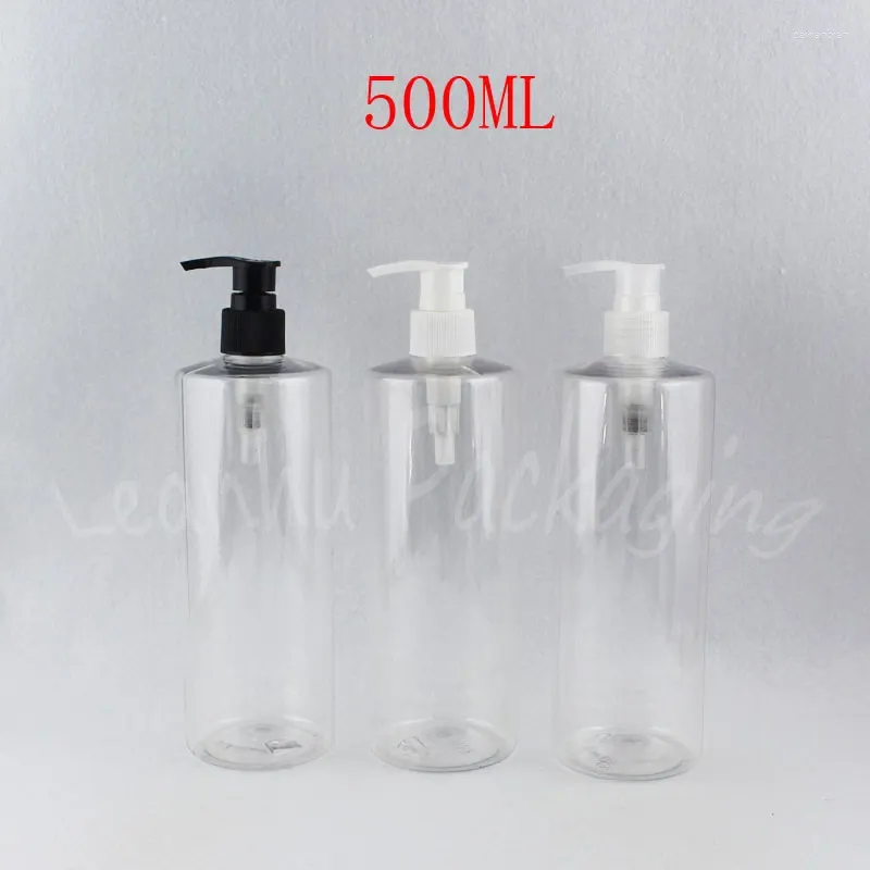 Bouteilles de rangement 500 ml bouteille en plastique transparent avec pompe de lotion 500cc shampooing / sous-bouton Récipient cosmétique vide