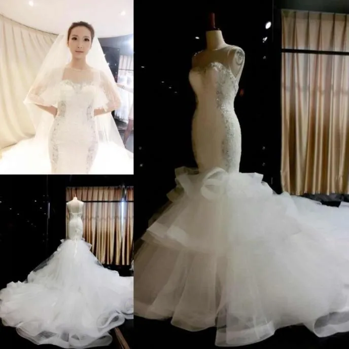 2019 Arabic African Brides Wear for Spring Fall Luxury Wedding Abites perline per taglio da sposa con abiti da sposa con corsetto e flare32322259