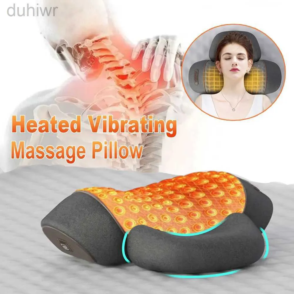 Full Body Massager Neck Massage Pillow Cervical Massager Cushion Spinal Traction Vibration Hot Compress Electric Shoulder Back Massage Pillow 240407