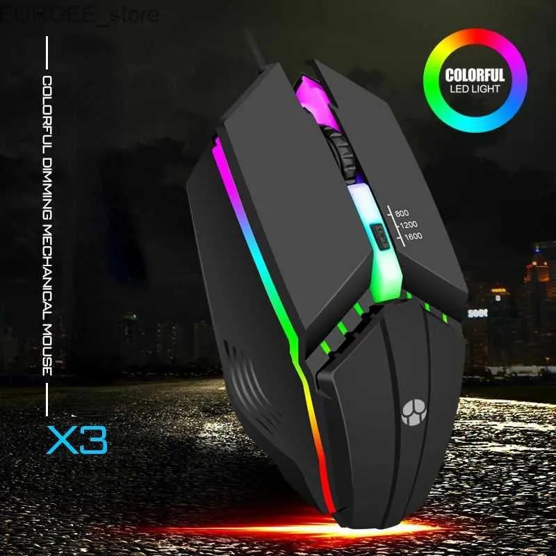 Mäuse USB Wired Gaming Maus einstellbare DPI -LED -Backbeleuchtung professioneller Gamer Mäuse Ergonomische Computermaus für PC -Laptop -Computer Y240407