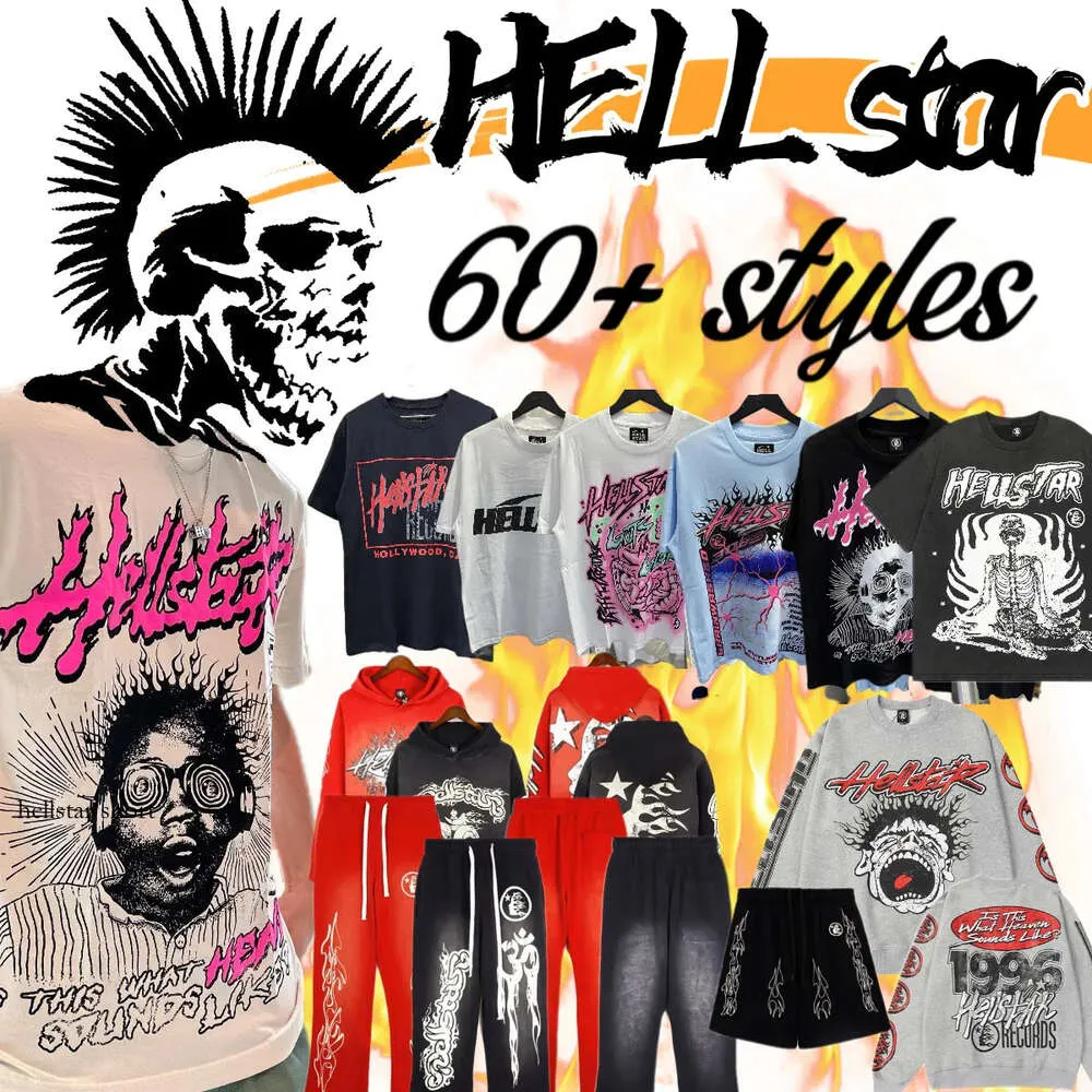 Hellstar Shirt Men Dames T -shirt Punk Hoodie Designer T -shirt Elasticated Sweatpants Summer Fashion Sportswear Set 525