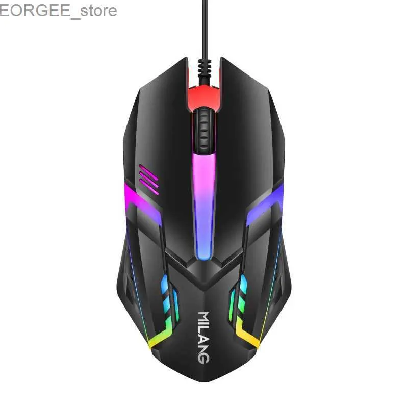 Ratos com fio Mini RGB de programação ajustável com fio 1600 dpi ergonomia óptica mouse para laptop de escritório Notebook de computador Y240407