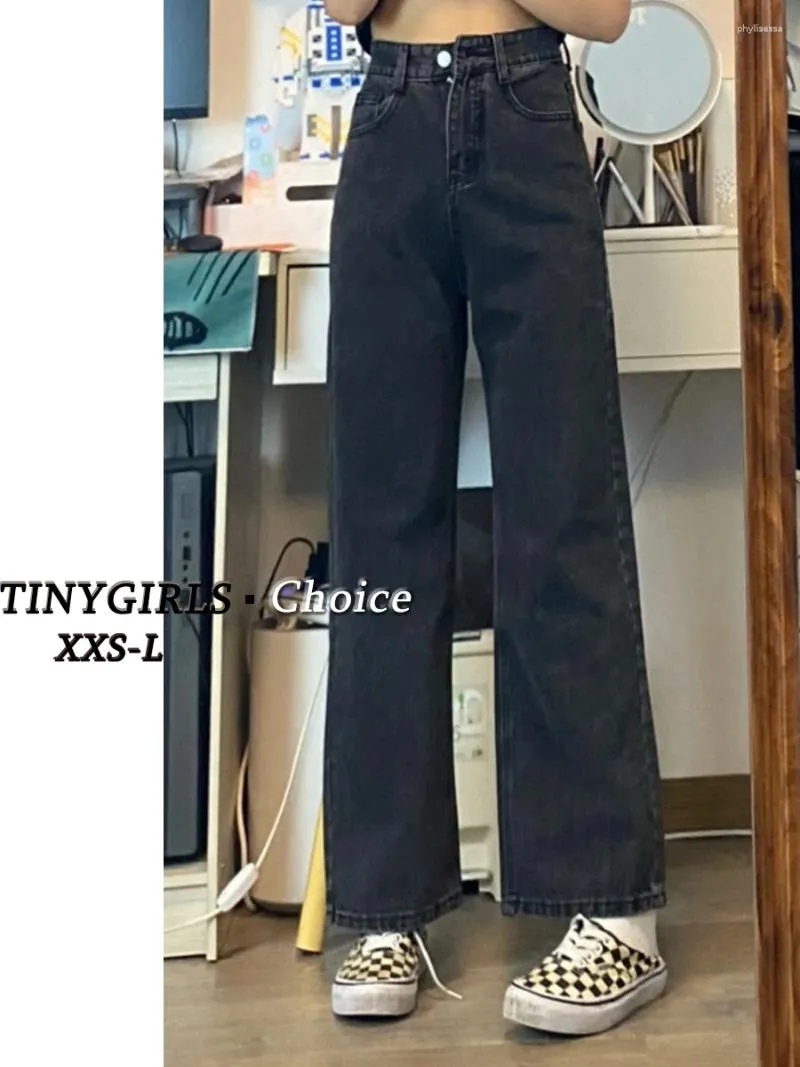 Dżinsy damskie 150 cm drobne dziewczęta vintage swobodne kobiety przycięte jesień wysokiej talii dżinsowe spodnie Pluszowe spodnie
