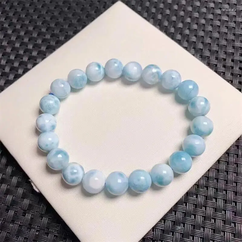 Braccialetti Link 9mm Larimar Natural Larimar Bracciale Crystal Quartzone Gioielli Reiki Reghi di guarigione per donne 1PCS