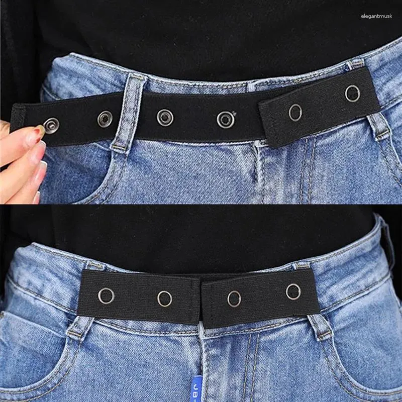 Kemerler Düğmeli Elastik Görünmez Kot Kemeri Basit Erkek ve Kadın Bel ayarlanabilir pantolon çevresi